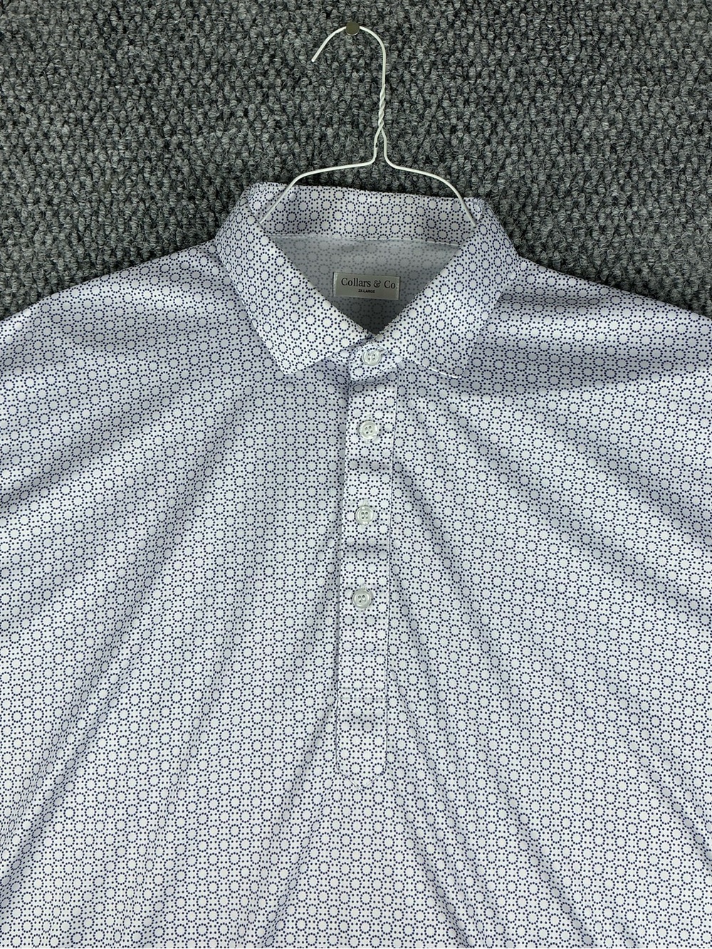 Collars And Co Dress Collar Polo “Scottsdale Navy Sphere”, White/Navy 2XL